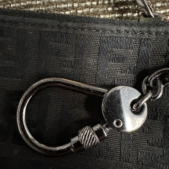 Vintage Fendi Zucchino rare black key pouch 5”x 2 3/4” with gun metal hardware - Picture 7 of 12